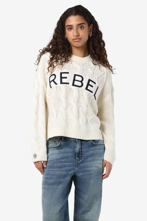 Noisy may nmrebecca l/s o-neck cable knit